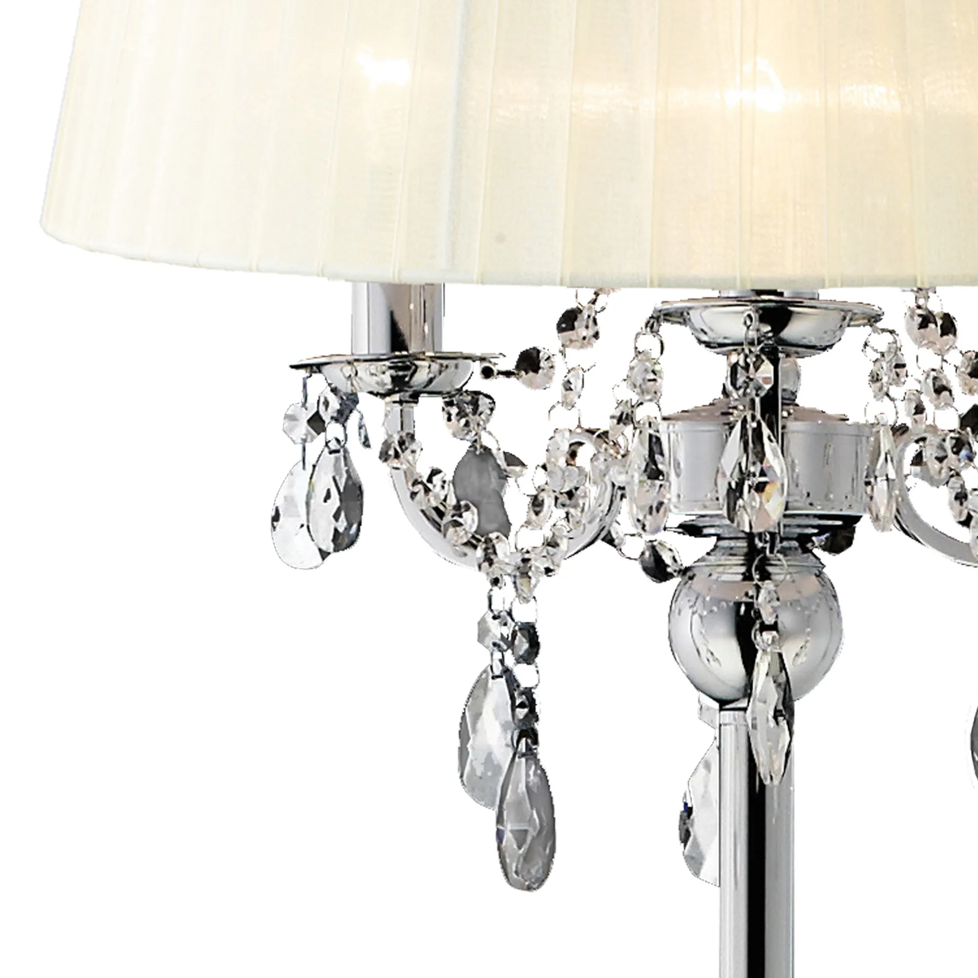 Olivia Crystal 163cm Floor Lamp 3 Light IL30063/CR  Diyas Olivia Polished Chrome-Ivory Cream